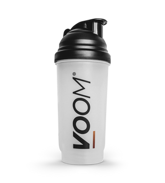 VOOM Nutrition protein shaker bottle with black lid