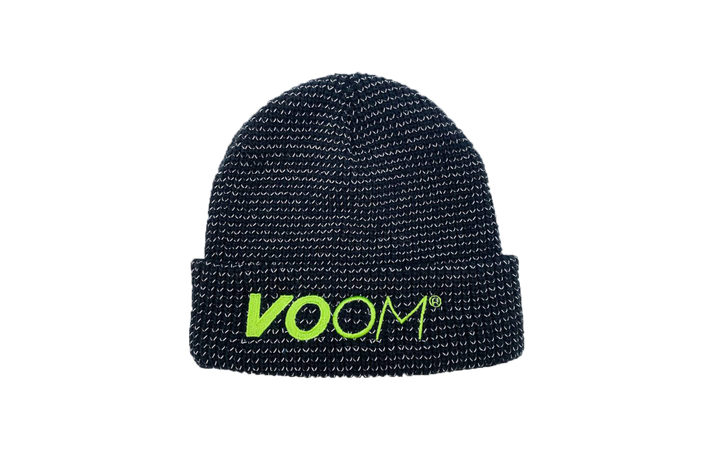 VOOM branded beanie hat with reflective thread